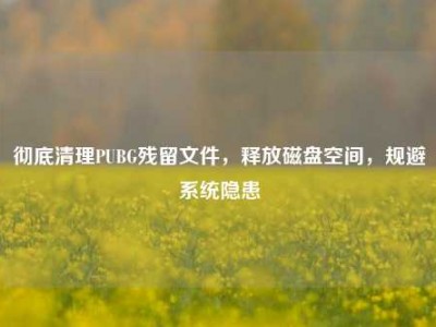 彻底清理PUBG残留文件，释放磁盘空间，规避系统隐患