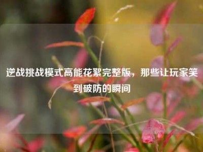 逆战挑战模式高能花絮完整版，那些让玩家笑到破防的瞬间