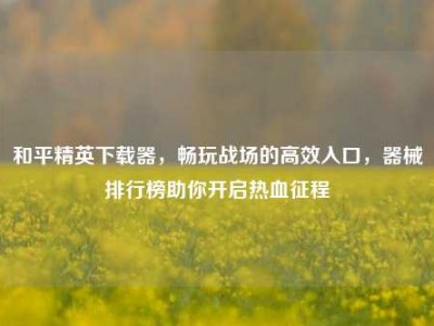 和平精英下载器，畅玩战场的高效入口，器械排行榜助你开启热血征程
