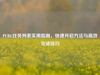 PUBG任务列表实用指南，快速开启方法与高效完成技巧