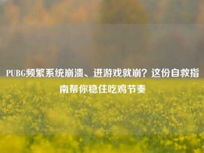 PUBG频繁系统崩溃、进游戏就崩？这份自救指南帮你稳住吃鸡节奏