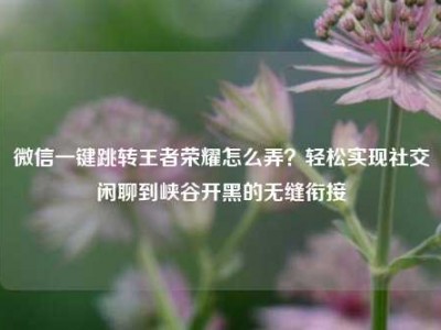 微信一键跳转王者荣耀怎么弄？轻松实现社交闲聊到峡谷开黑的无缝衔接