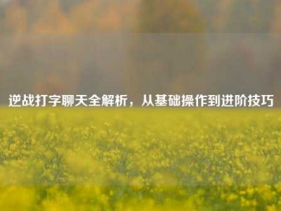 逆战打字聊天全解析，从基础操作到进阶技巧