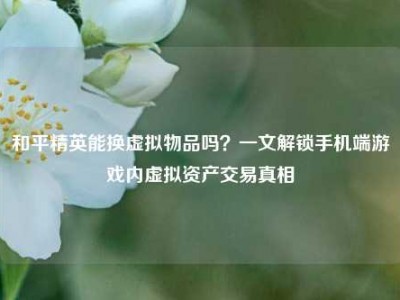 和平精英能换虚拟物品吗？一文解锁手机端游戏内虚拟资产交易真相