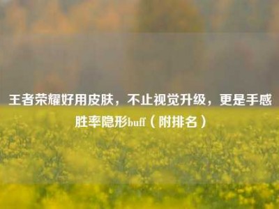 王者荣耀好用皮肤，不止视觉升级，更是手感胜率隐形buff（附排名）