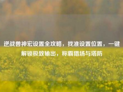 逆战兽神宏设置全攻略，找准设置位置，一键解锁极致输出，称霸猎场与塔防