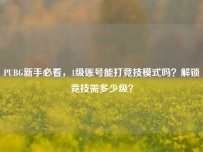 PUBG新手必看，1级账号能打竞技模式吗？解锁竞技需多少级？