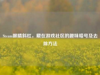 Steam眼睛斜杠，藏在游戏社区的趣味暗号及去除方法