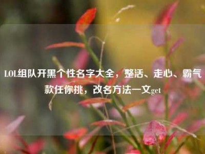 LOL组队开黑个性名字大全，整活、走心、霸气款任你挑，改名方法一文get