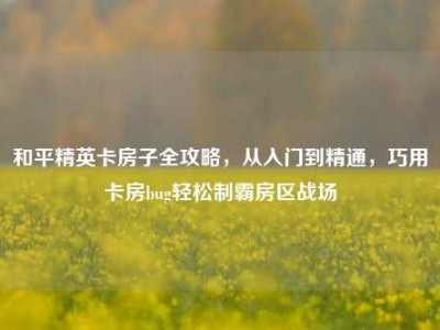 和平精英卡房子全攻略，从入门到精通，巧用卡房bug轻松制霸房区战场
