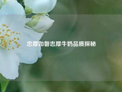 忠厚如磐忠厚牛奶品质探秘