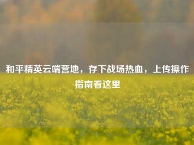 和平精英云端营地，存下战场热血，上传操作指南看这里