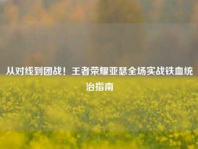 从对线到团战！王者荣耀亚瑟全场实战铁血统治指南