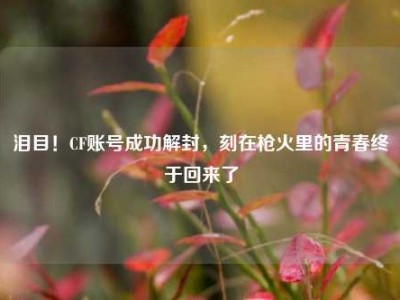 泪目！CF账号成功解封，刻在枪火里的青春终于回来了