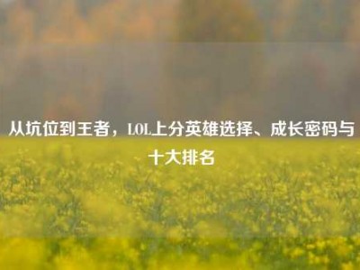 从坑位到王者，LOL上分英雄选择、成长密码与十大排名