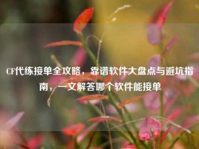 CF代练接单全攻略，靠谱软件大盘点与避坑指南，一文解答哪个软件能接单