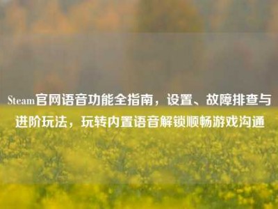 Steam官网语音功能全指南，设置、故障排查与进阶玩法，玩转内置语音解锁顺畅游戏沟通