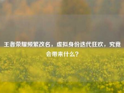 王者荣耀频繁改名，虚拟身份迭代狂欢，究竟会带来什么？