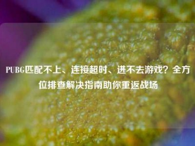 PUBG匹配不上、连接超时、进不去游戏？全方位排查解决指南助你重返战场