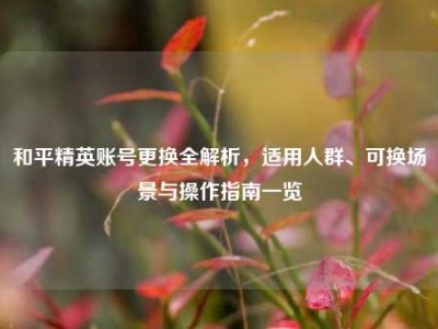 和平精英账号更换全解析，适用人群、可换场景与操作指南一览