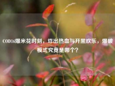 COD16爆米花时刻，炸出热血与开黑欢乐，爆破模式究竟是哪个？