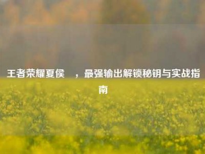 王者荣耀夏侯惇，最强输出解锁秘钥与实战指南