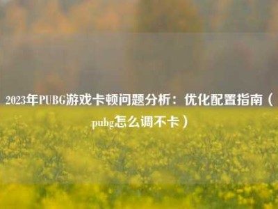 2023年PUBG游戏卡顿问题分析：优化配置指南（pubg怎么调不卡）