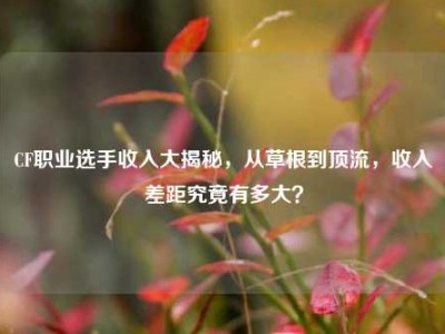 CF职业选手收入大揭秘，从草根到顶流，收入差距究竟有多大？