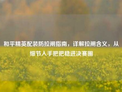 和平精英配装防拉闸指南，详解拉闸含义，从细节入手把把稳进决赛圈