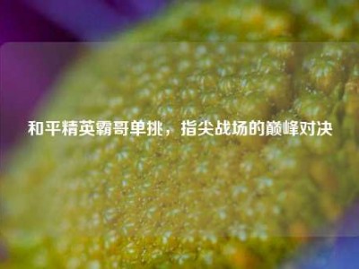 和平精英霸哥单挑，指尖战场的巅峰对决