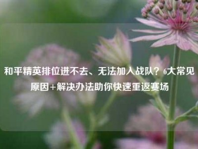 和平精英排位进不去、无法加入战队？6大常见原因+解决办法助你快速重返赛场