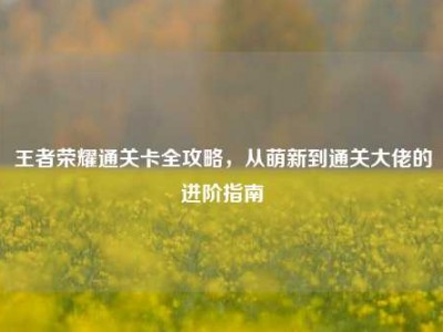 王者荣耀通关卡全攻略，从萌新到通关大佬的进阶指南