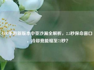 LOL手游新版本中亚沙漏全解析，2.5秒保命窗口，冷却竟能缩至72秒？