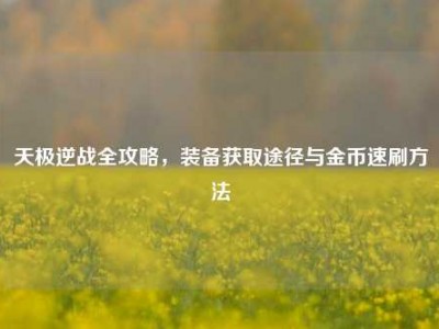 天极逆战全攻略，装备获取途径与金币速刷方法