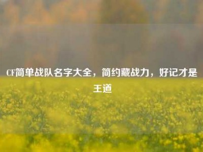 CF简单战队名字大全，简约藏战力，好记才是王道