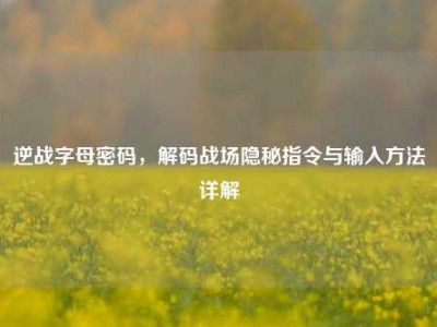 逆战字母密码，解码战场隐秘指令与输入方法详解
