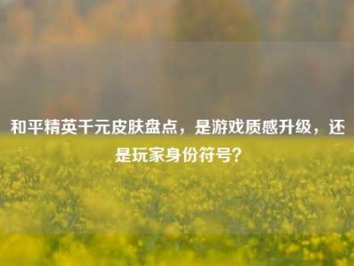 和平精英千元皮肤盘点，是游戏质感升级，还是玩家身份符号？