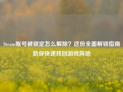 Steam账号被锁定怎么解除？这份全面解锁指南助你快速找回游戏阵地