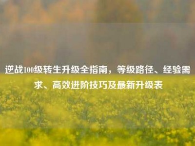 逆战100级转生升级全指南，等级路径、经验需求、高效进阶技巧及最新升级表