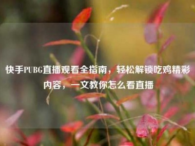 快手PUBG直播观看全指南，轻松解锁吃鸡精彩内容，一文教你怎么看直播