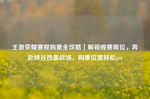 王者荣耀赛程购票全攻略｜解锁观赛席位，奔赴峡谷热血战场，购票位置轻松get