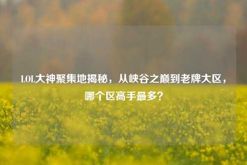 LOL大神聚集地揭秘,从峡谷之巅到老牌大区,哪个区高手最多?