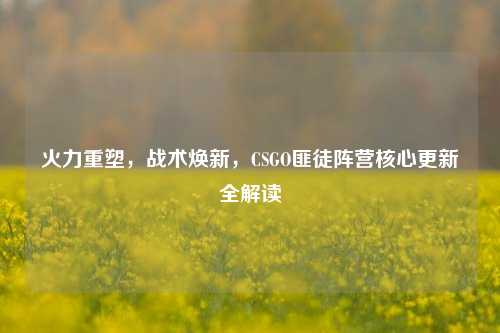 火力重塑,战术焕新,CSGO匪徒阵营核心更新全解读