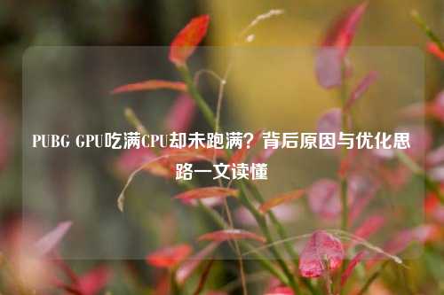 PUBG GPU吃满CPU却未跑满？背后原因与优化思路一文读懂