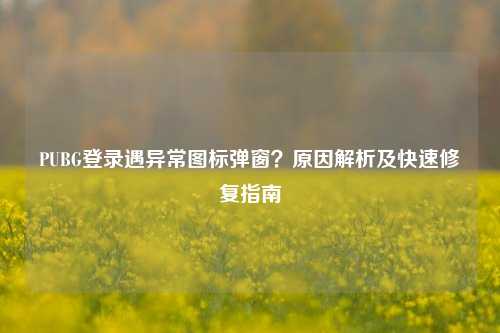 PUBG登录遇异常图标弹窗?原因解析及快速修复指南