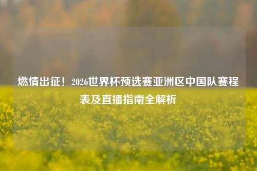 燃情出征!2026世界杯预选赛亚洲区中国队赛程表及直播指南全解析