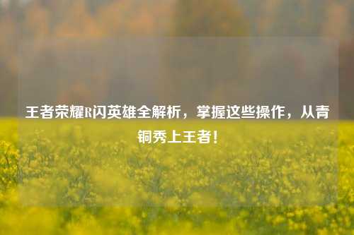 王者荣耀R闪英雄全解析,掌握这些操作,从青铜秀上王者!