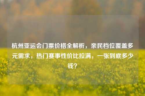 杭州亚运会门票价格全解析,亲民档位覆盖多元需求,热门赛事性价比拉满,一张到底多少钱?