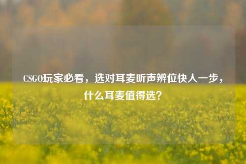 CSGO玩家必看,选对耳麦听声辨位快人一步,什么耳麦值得选?