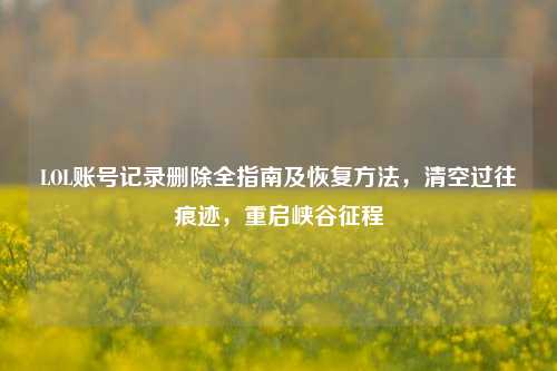 LOL账号记录删除全指南及恢复方法，清空过往痕迹，重启峡谷征程